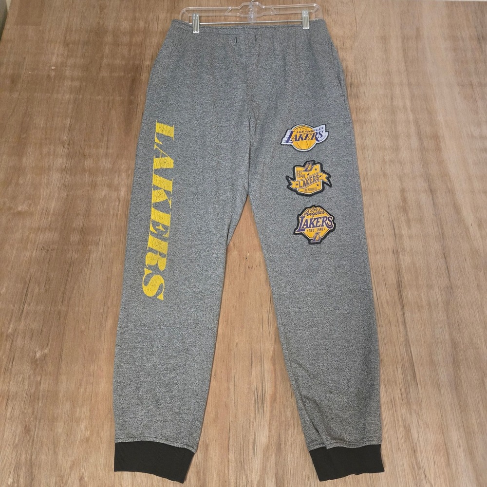 NBA Los Angeles Lakers Gray Heathered Jogger Sweatpants Mens Large Graphic Logo
